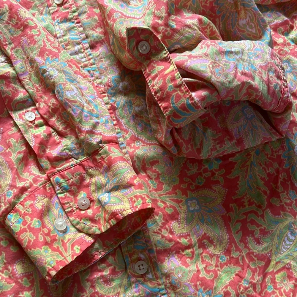 Lauren Ralph Lauren Colorful Orange Paisley Shirt - Picture 7 of 13